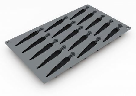 Forme Silicon pentru Decor si Plating - Forma Silicon Gourmand Morcovi 10.5 x 2.1 x H 1.6 cm, 15 cavitati