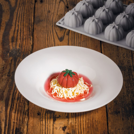 Forme Silicon pentru Decor si Plating - Forma Silicon Gourmand Rosie Inima de Bou Ø 4.5 x H 2.3 cm, 15 cavitati
