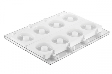 Forma Silicon Inghetata Donuts, 2 forme x 4 cavitati Ø 8 x H 2.25 cm + tavita + 50 bastonase [2]