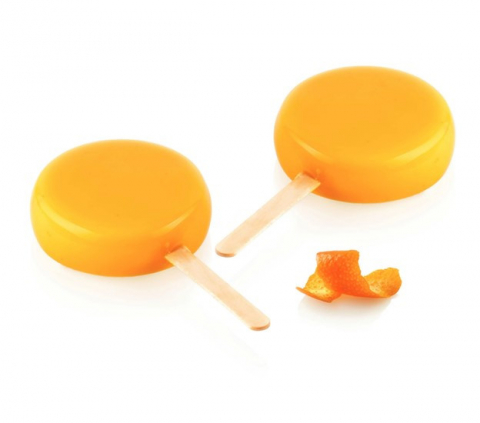 Matrite, Forme Inghetata, Gelaterie - Forma Silicon Inghetata Round GEL19B, 2 cavitati x Ø 7 x H 2.3cm, 82 ml, 50 bastonase