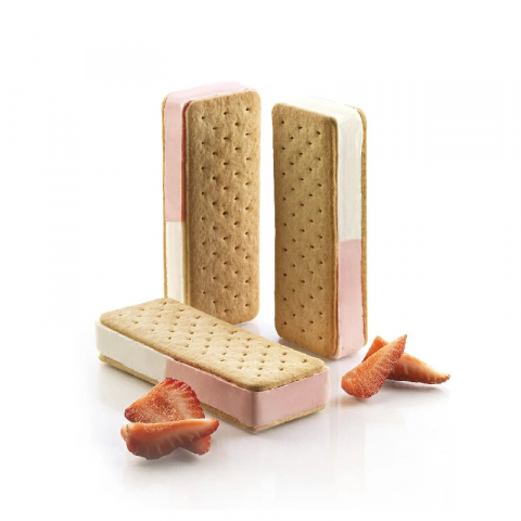 Cofetarie - Ustensile - Forma Silicon Inghetata Sandwich Biscuit Slim, 2 forme silicon x 6 cav. 12 x 4.5 x H 2 cm, 110 ml (BISC03)