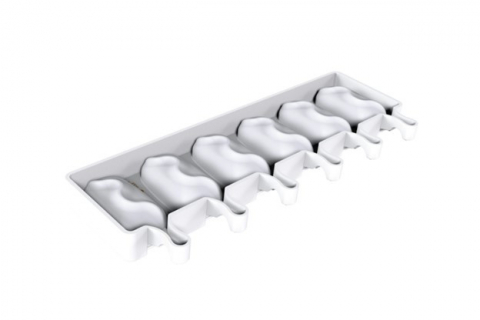 Cofetarie - Ustensile - Forma Silicon Inghetata Wave GEL18 3D, 2 forme x 6 cavitati 9.3 x 4.8 x H 3 cm, 88 ml, 50 bastonase