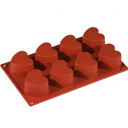 Forme 17.5x30cm Monoportii, Mignon - Forma Silicon Inima Ø6.5xh3.5 cm, 8 cavitati