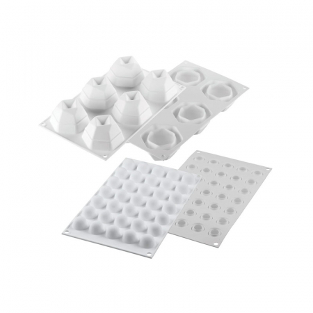 Forme 17.5x30cm Monoportii, Mignon - Forma Silicon Kit Cosmos Ø 6.8 - 2.2 x H 4.5 - 2 cm , 6 + 35 cavitati, 100 ml + 5 ml