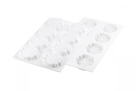Forme Silicon pentru Torturi si Prajituri - Set Tarte Ø8 cm Honore, 8 Rame Microforate + Forma Silicon 8 cavitati