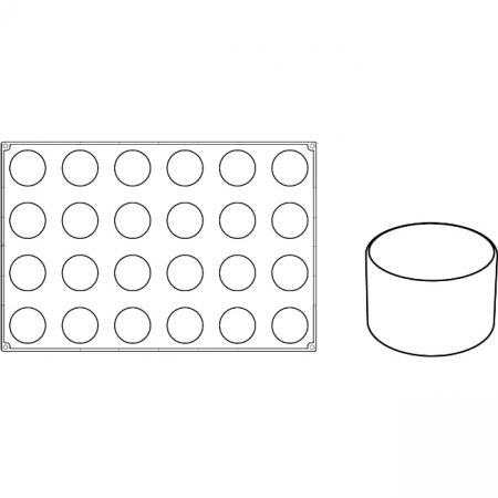 Forme de Silicon Cofetarie - Forma Pavoflex 60x40 cm Rotunde Ø6.5xh4 cm, 24 cavitati, 130 ml