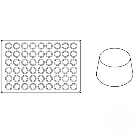 Forme de Silicon Cofetarie - Forma Pavoflex 60x40 cm Muffins Ø5xh2.8 cm, 54 cavitati, 45 ml