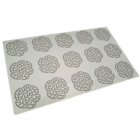 Forme de Silicon Cofetarie - Forma Silicon PavoDecor Frunze Forma Rotunda, 15 cavitati Ø 5 x H 0.2 cm, 2.1 ml