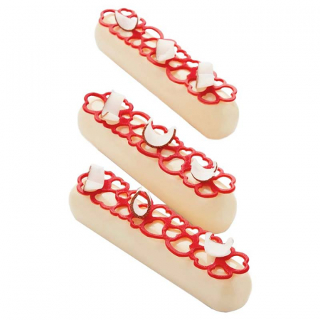 Forme Silicon pentru Decor si Plating - Forma Silicon PavoDecor Inima Forma Alungita, 10 cavitati 12 x 2.7 x H 0.2 cm, 2.6 ml
