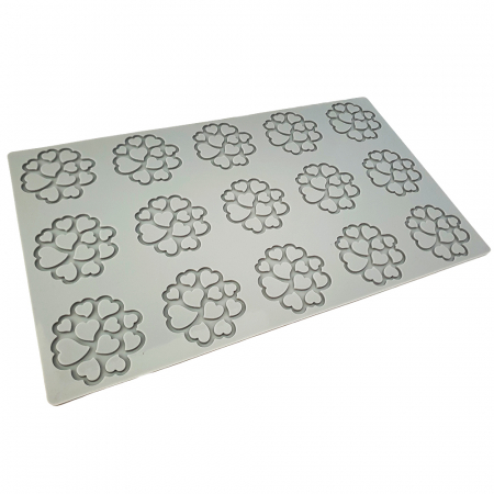 Forme Silicon pentru Decor si Plating - Forma Silicon PavoDecor Inima Forma Rotunda, 15 cavitati Ø 5 x H 0.2 cm, 1.6 ml