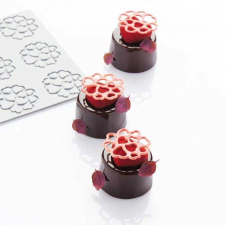 Forme Silicon pentru Decor si Plating - Forma Silicon PavoDecor Inima Forma Rotunda, 15 cavitati Ø 5 x H 0.2 cm, 1.6 ml