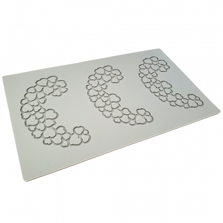 Forme Silicon pentru Decor si Plating - Forma Silicon PavoDecor Inima Forma Semiluna, 3 cavitati 13.7 x 7.6 x H 0.2 cm, 5.8 ml
