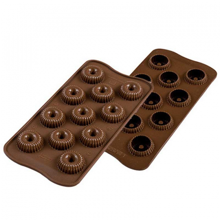 Forme Multicavitati Mici - Forma Silicon Praline Silikomart 3D Crown Ø 3 x H 1.5 cm, 9 ml, 11 cavitati (SCG49)