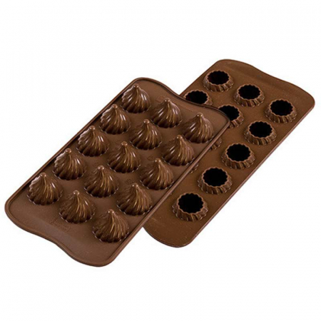 Forme Multicavitati Mici - Forma Silicon Praline Silikomart 3D Flame Ø 2.7 x H 2.8 cm, 8 ml, 15 cavitati (SCG47)