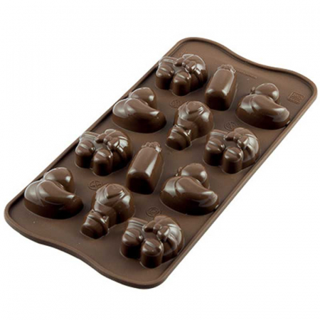Forme Multicavitati Mici - Forma Silicon Praline Silikomart Botez 3.5 x 3.2 x H 1.5 cm, 11 ml, 12 cavitati (SCG31)