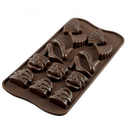Forme Multicavitati Mici - Forma Silicon Praline Silikomart Fashion 4.1 x 3 x H 1.2 cm, 8 ml, 14 cavitati (SCG14)