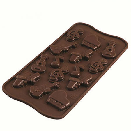 Forme Multicavitati Mici - Forma Silicon Praline Silikomart Muzica Ø 3.6 x H 2.4 cm, 5 ml, 14 cavitati (SCG43)