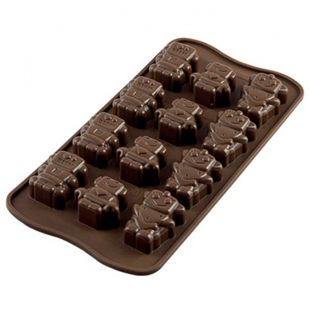 Forme Multicavitati Mici - Forma Silicon Praline Silikomart Roboti 3.95 x 2.67 x H 1.6 cm, 10 ml, 12 cavitati (SCG18)