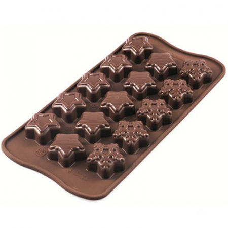 Forme Multicavitati Mici - Forma Silicon Praline Silikomart Stelute Ø 3 x H 1.5 cm, 5.6 ml, 15 cavitati (SCG45)