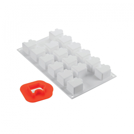 Forme 17.5x30cm Monoportii, Mignon - Forma Silicon Puzzle 4.2 x 3.4 x H 2.8 cm, 16 cavitati + decupator, 30 ml