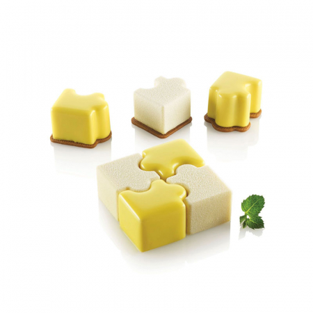 Forme 17.5x30cm Monoportii, Mignon - Forma Silicon Puzzle 4.2 x 3.4 x H 2.8 cm, 16 cavitati + decupator, 30 ml