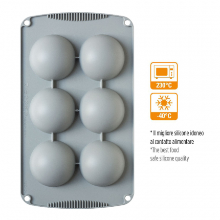Forme de Silicon Cofetarie - Forma Silicon Semisfera Ø 7 x H 3.5 cm, 6 cavitati