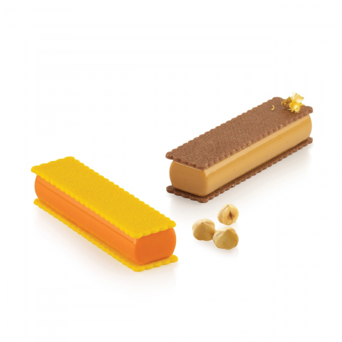 Forme 17.5x30cm Monoportii, Mignon - Forma Silicon Sweet Rectangle 12.8 x 3.3 x H 2.1 cm, 6 cavitati x 85 ml + decupator