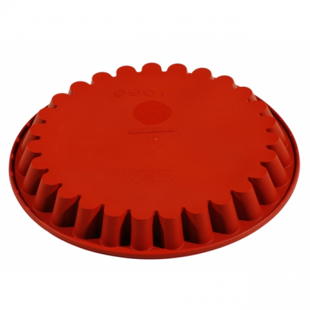 Forme Silicon pentru Torturi si Prajituri - Forma Silicon Tarta / Blat margine dantelata Ø26xH3 cm, caramiziu
