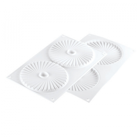 Forme Silicon pentru Decor si Plating - Forma Silicon TOP / Insertie Plisse Ø 14 x H 1 cm, 2 cavitati (PLISSÉ 100)