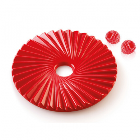 Forme Silicon pentru Decor si Plating - Forma Silicon TOP / Insertie Plisse Ø 14 x H 1 cm, 2 cavitati (PLISSÉ 100)