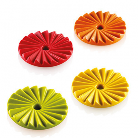 Forme Silicon pentru Decor si Plating - Forma Silicon TOP / Insertie Plisse Ø 4.5 x H0.64 cm, 15 cavitati (PLISSÉ 7)