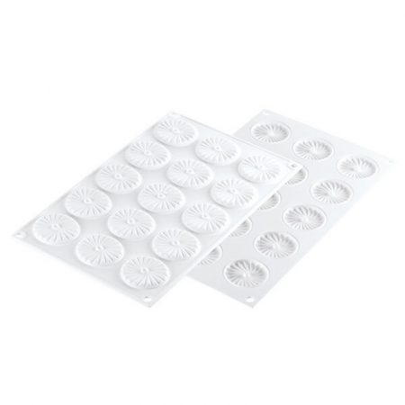 Forme Silicon pentru Decor si Plating - Forma Silicon TOP / Insertie Plisse Ø 4.5 x H0.64 cm, 15 cavitati (PLISSÉ 7)