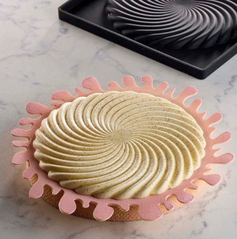 Forme Silicon pentru Decor si Plating - Forma Silicon TOP Twirl Ø 16 x H 1 cm, 1 cavitate, 160 ml