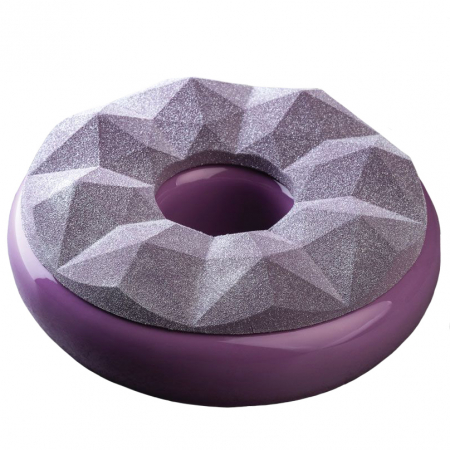 Forme de Silicon Cofetarie - Forma Silicon Tort 3D Louvre, kit top + baza,  Ø 18 x h 4 cm extern
