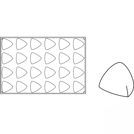 Forme de Silicon Cofetarie - Forma Pavoflex 60x40 cm Trilogie 7.5x7.2xh5.8 cm, 24 cavitati, 96 ml