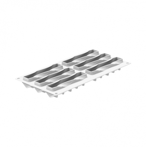 Forme de Silicon Cofetarie - Forma Silicon Twist 13 x 3.3 x H 3 cm, 6 cavitati x 90 ml + decupator