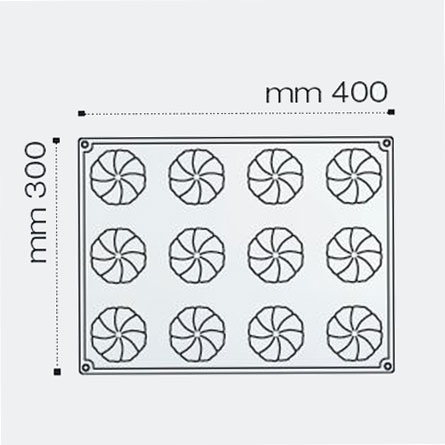 Forme de Silicon Cofetarie - Forma Silicon Twister, Monoportii Ø 6.6 x h 3.5 cm, 88 ml, 12 cavitati
