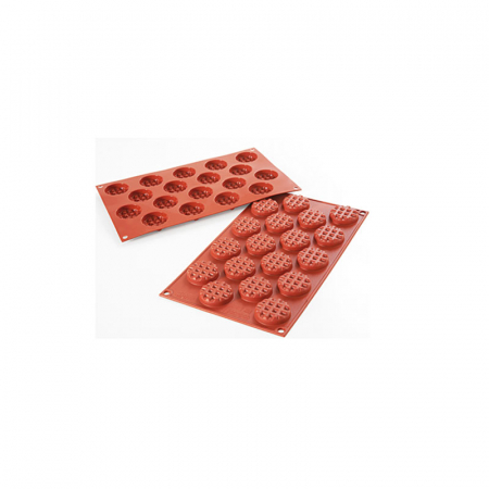 Forme Silicon Monoportii, Mignon - Forma Silicon Waffel Rotund Mini Ø4xH1.05cm, 18 cavitati (SF143)