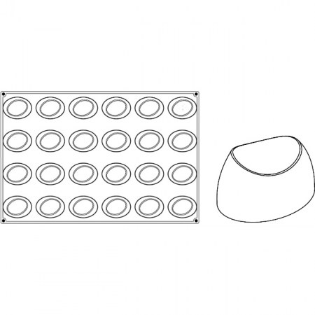 Forme de Silicon Cofetarie - Forma Pavoflex 60x40 cm Wave 8.3x6.2xh3.5 cm, 24 cavitati, 130 ml