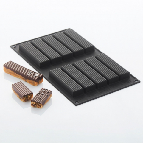 Forme 30x40cm Monoportii, Mignon - Forma Silicon Wiggle 9.95 x 2.55 x H 1.55 cm, 10 cavitati, 37 ml