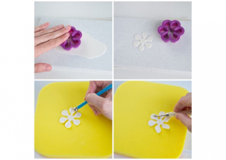 Ustensile Decor Pasta de Zahar - Gardenia Petale si Boboci - Decupatoare Plastic Ø 4 - 8 cm, Set 9 Buc