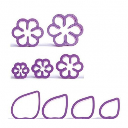Ustensile Decor Pasta de Zahar - Gardenia Petale si Boboci - Decupatoare Plastic Ø 4 - 8 cm, Set 9 Buc
