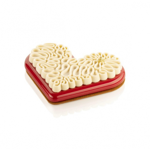 Forme de Silicon Cofetarie - KIT Forme Silicon Tort 3D Love Hearts, 2 Forme Silicon Inima + Decor 21 X 17.3 X H2.1 cm + Decupator