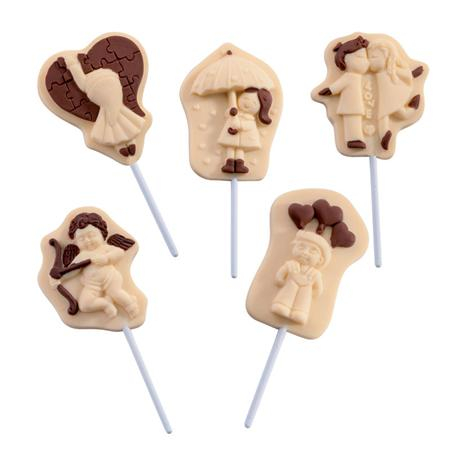 CakePops, LolliPops, PushUpPops - LolliPops Model Figurine Valentine's Day, Tavita si Mulaj Silicon Ø 8 si 8.5 cm, Set 2 Buc