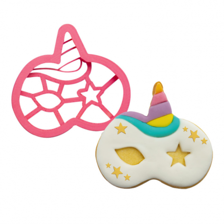 Cofetarie - Ustensile - Masca de Carnaval Unicorn - Decupator Plastic Ø 9 x H 2.2 cm