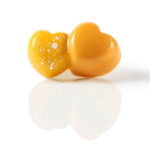 Matrite Praline Ciocolata - Matrita Policarbonat 20 Praline Double Hearts, 4.3 x 2.6 x H 1.6 cm, 11 gr