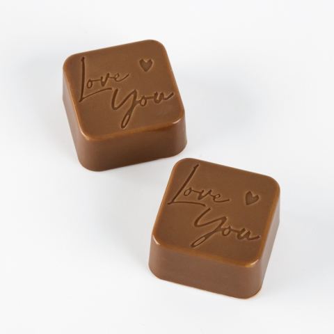 Matrite Praline Ciocolata - Matrita Policarbonat 20 Praline Love You, 2.8 x 2.8 x H 1.4 cm, 11.5 gr