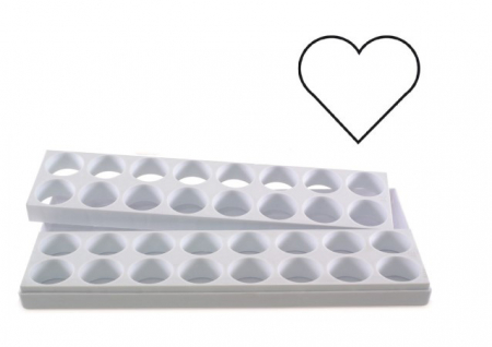 Seturi Formare Monoportii si Mignon - Mignon Inima Ø 4.5 x H 2.5 cm - Set 2 Matrite Formare 32 Produse, Tava 40 x 20 cm