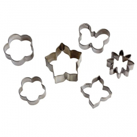 Decupatoare Flori, Fluturi - Flori, Fluturi - MiniDecupatoare Inox Ø 2.2 - 3.5 cm, Set 6 Buc