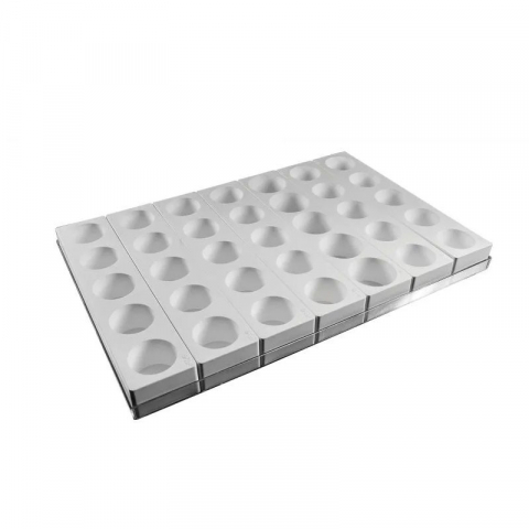 Forme de Silicon Cofetarie - Monoportii Rotunde Ø 7 x H 4.5 cm - Set 7 Matrite Silicon Formare 35 Produse, Tava 60x40